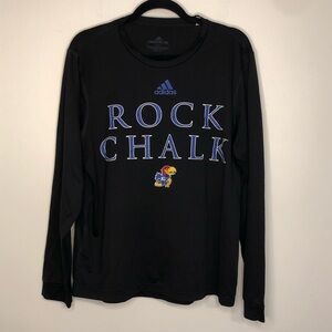 Adidas Rock Chalk Jayhawks Kansas Long Sleeve Black Shirt Size Large
